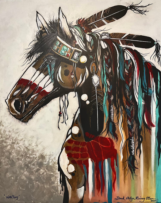 “War Pony” Acrylic & Ink Painting, ORIGINAL