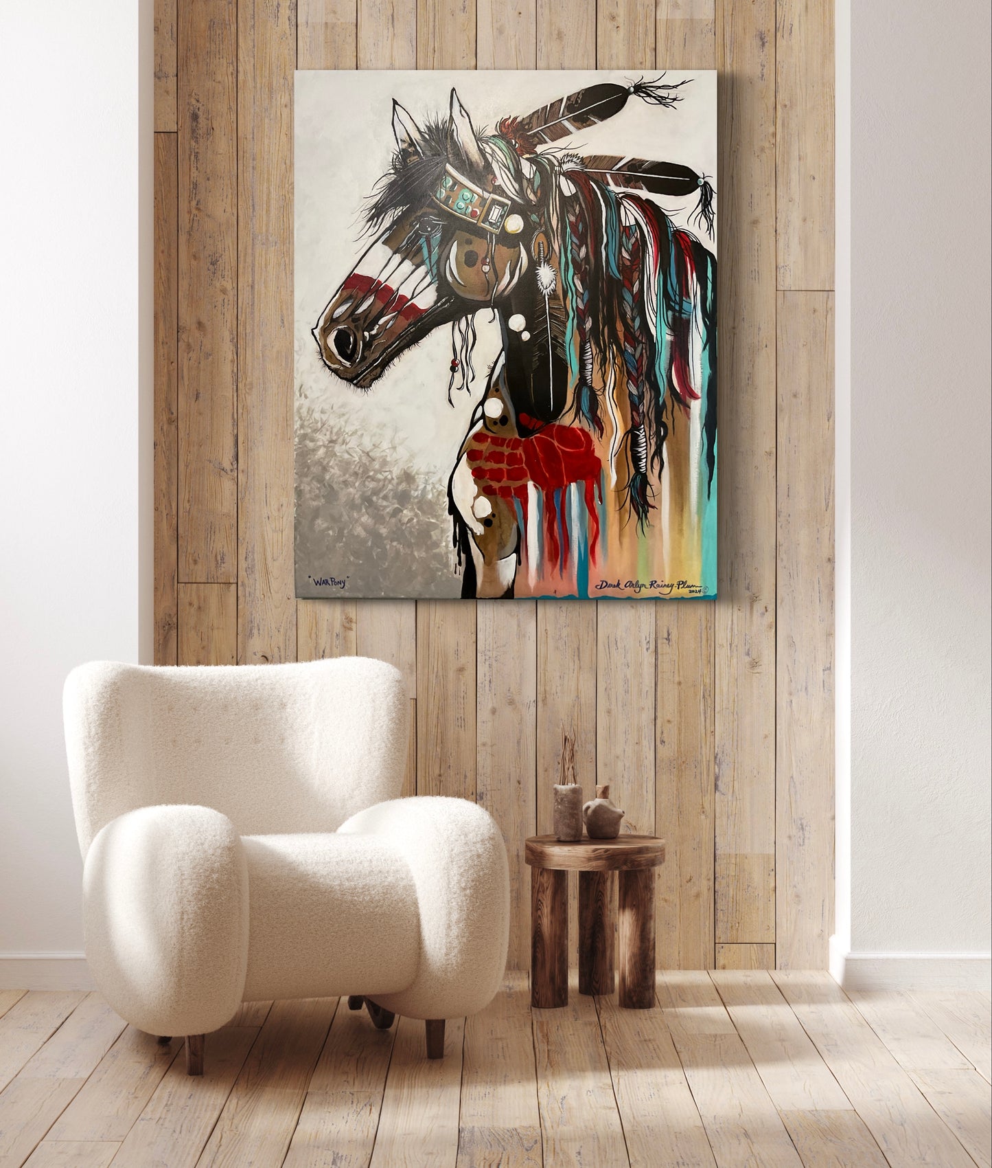 “War Pony” Acrylic & Ink Painting, ORIGINAL